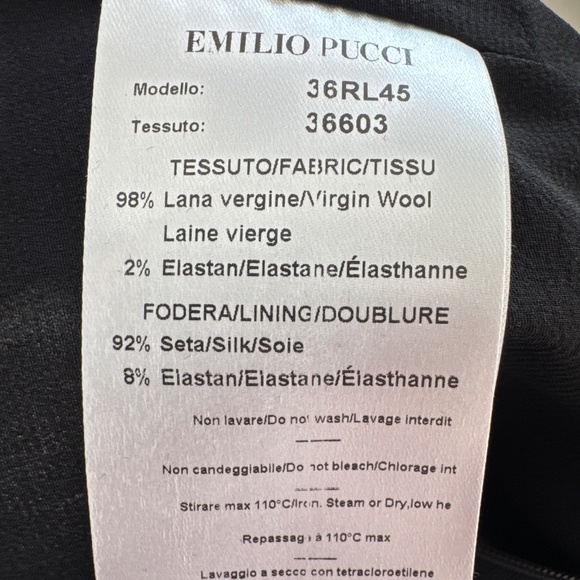 Emilio Pucci Black/Cream Wool Fitted Midi Dress Size 8- runs small - Picture 5 of 5